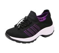 Serria Wide Fit Trainers for Women Ladies Running Shoes Slip On Trainers Thick Bottom Air Cushioned Comfortable Walking Shoes with Breathable Mesh Sneakers Ladies Casual Orthopedic Shoes, 6SbwDh6cV