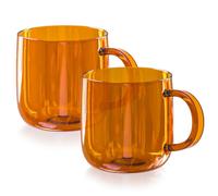 Serro Amber Glass Mugs- 2 Pack- 12 Oz- Durable & Versatile- Hot & Cold Beverages- Dishwasher Safe