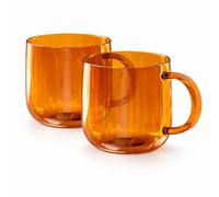 Serro Amber Glass Mugs- 2 Pack- 12 Oz- Durable & Versatile- Hot & Cold Beverages- Dishwasher Safe