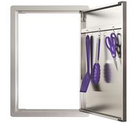 Sersper Outdoor Kitchen Door, 17" W x 24" H Stainless Steel Single Access Door with Venting Holes, Recessed Installation, 1 Ergonomic Handles, 3 Hooks, Ideal for Outdoor Kitchens and BBQ Islands