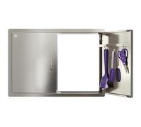 Sersper Outdoor Kitchen Door, 30" W x 21" H Stainless Steel Double Access Door with Venting Holes, Recessed Installation, 2 Ergonomic Handles, 6 Hooks, Ideal for Outdoor Kitchens and BBQ Islands