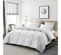 Serta 233 Thread Count White Feather Goose Down Fiber Seasons Warmth Comforter, KING