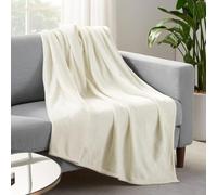 Serta Cozy Plush Thick Fuzzy Soft Throw Blanket for Bed and Couch, 90 in x 90 in, Off White