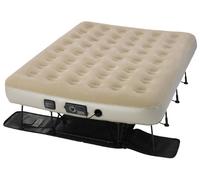 Serta EZ Raised Foldable Portable Air Mattress Bed with Built In NeverFlat AC Pump, Rolling Duffel Bag, Steel Frame and Repair Kit, Tan, Queen Bed