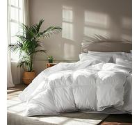Serta Goose Feather Down Fiber Cotton Comforter Queen Size - 100% Cotton Duvet Insert - Hotel Luxury Hypoallergenic Bedding Comforter Extra Warmth 90 x 90 Inch White