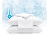 Serta Power Chill Cooling Pillow Protectors, Stain Resistant and Zippered Pillow Protector, Protects Pillow from Dust and Dirt (2 Pack), King, White