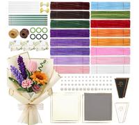 SERTAS 1000 Piece Pipe Cleaner Set, 16 Colours Chenille Wire with Accessories, Flower Wire, Beads, Wrapping Paper & Instructions, DIY Bouquet Craft Set