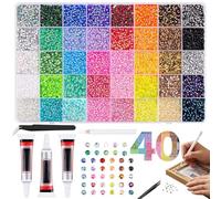 SERTAS 32000 Pcs Bedazzling Kit with 40 Colors Resin Jelly Rhinestones,3mm Flatback Gems Includes 3X 10ml B7000 Glue, Wax Pen and Tweezers for Clothes, Shoes, Nails & DIY Art (32000)