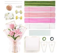 SERTAS 500 Piece Pipe Cleaners for Crafts Set, 5 Colours Pipe Cleaners Chenille Wire with Flower Wire, Beads, Gift Paper, Instructions & Accessories, Pipe Cleaners Flower Set for DIY Bouquet