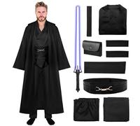 SERTAS Adults Robe Costume Hooded Cloak Warrior Black Cloak Props Knight Cape Halloween Cosplay Vampire Christmas Party Fancy Dress Costume Robe Cape for Women Men(BLACK, M)