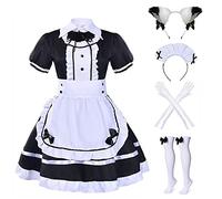 SERTAS French Maid Outfits for Women,SexyMaid OutfitWomen,Maids Outfit Costume with Headwear Stockings Gloves Apron,French Maid Outfits for Women,MaidDress Up for Halloween Carnival Masquerade(XL)