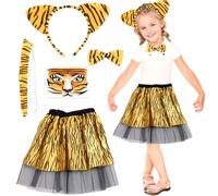 SERTAS Kids Animals Costume for 3-8 Y Girls,Animals Costume Sets,Cat Giraffe Pig Dog Cow Tiger Leopard Ladybird Halloween Animals Costume World Book Day Costume Dress Up Party for Girls