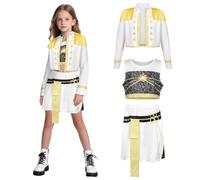 SERTAS Kpo-p Demon Costumes Golden Girls Kids Ru-mi Zoey Mira Halloween Hunter Costume Kids Anime Girl Cosplay Uniform (Mi-ra, 110)