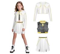 SERTAS Kpo-p Demon Costumes Golden Girls Kids Ru-mi Zoey Mira Halloween Hunter Costume Kids Anime Girl Cosplay Uniform (Zo-ey, 130)