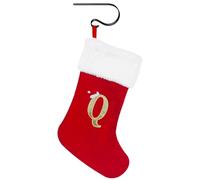 SERTAS Personalised Christmas Stocking 20 Inches with Letters, Plush Monogram Xmas Stockings with Hook for Fireplace Hanging and Holiday Decoration (Q)
