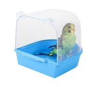 Sertay Bird Cage Accessories Supplies, 13 * 13 * 13.5cm Bird Bathtub, Parrot Bathing Tub, For Cats, Finches, Budgerigars, White Fungus, Skylarks and Small Birds(Blue)