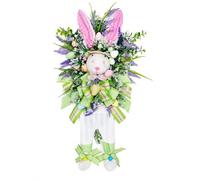 SERUCARY Cartoon Wreath Holiday Wreath with Bright Artificial Greenery Colorful Eggs and Hare Figure for Door Porch Wall Mount Display Suitable for Easter Morning Celebration Decor
