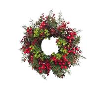 SERUCARY Christmas Wreath, Christmas Garland, Hanging Decoration with A Pile of Red Berries, Christmas Party Decoration, Stand, Dark and Light Green