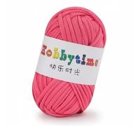 SERUCARY DIY Strips Yarn Ribbon Crochet Cord with Modal Blend Material Flat 2cm Width Chunky Look Stitch Definition Suitable for Knitting Baskets Handmade, Rose Pink