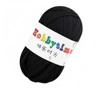 SERUCARY DIY Strips Yarn Ribbon Crochet Cord with Modal Blend Material Flat 2cm Width Chunky Look Stitch Definition Suitable for Knitting Baskets Handmade, Black