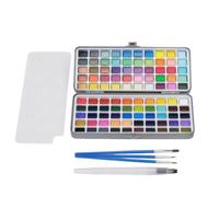 SERUCARY Solid Watercolor Paint Set Watercolor Palette Paint Pan Metal Tin Portable With Brushes And Mixing Sheet Suitable for travel sketching classroom practice home projects