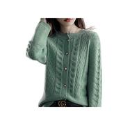 SERUMY Cardigan Ladies Cashmere Cardigan Spring New Large Size Twist Coat High-End Cashmere Sweater Shirt Loose Women Jacket Thick Top-Flower Green,Xxl