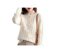 SERUMY Cardigan Ladies Cashmere Cardigan Spring New Large Size Twist Coat High-End Cashmere Sweater Shirt Loose Women Jacket Thick Top-Beige,S