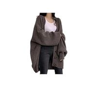 SERUMY Cardigan Women V-Neck Loose Knit Cardigan Fashion Lazy Ins Cardigan Sweater Vintage Casual College Style Cardigan-3,L