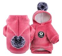 SERUMY Dog Clothes Clothes For Pets Hooded Golden Velvet Thickened Dog Clothes Autumn and Winter Two Legged Sweater For Cats and Dogs-Pink,S