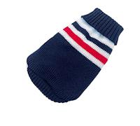 SERUMY Dog Clothes Warm Dog Clothes For Small Medium Dogs Knitted Cat Sweater Pet Clothing For Chihuahua Bulldogs Puppy Costume Coat Winter-Navy Stripe,Xl