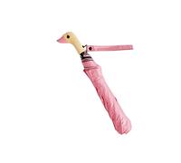 SERUMY Folding Umbrella Semi-Automatic Sun Umbrella Cute Duck Head Wood Handle 8K Folding Windproof Black Coating Uv Protection Rain Umbrella-Pink-B