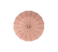 SERUMY Folding Umbrella Super Strong 16 Ribs Umbrella Rain Woman Windproof Sun Three Folding Umbrellas With Wood Handle-Pink