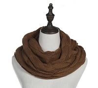 SERUMY Knitted Scarf New Women Solid Color Cable Knitting Wool Snood Infinity Scarf Winter Neck Warmer Cowl Collar Circle Scarves-Auburn,One Size