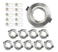 Seruno X 10x GU10 Downlights for Ceiling, Round Silver Metal Frame for Recessed Ceiling Lights 30° Tilt Swivel Spotlight Fittings, Diameter 90 mm Spotlight for 68-80 mm Hole Size, GU10 Sockets