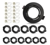 Seruno X 12x GU10 Downlights for Ceiling, Round Black Metal Frame for Recessed Ceiling Lights 30° Tilt Swivel Spotlight Fittings, Diameter 90 mm Spotlight for 68-80 mm Hole Size, GU10 Sockets
