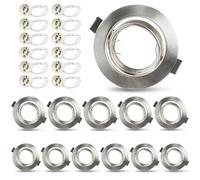Seruno X 12x GU10 Downlights for Ceiling, Round Silver Metal Frame for Recessed Ceiling Lights 30° Tilt Swivel Spotlight Fittings, Diameter 90 mm Spotlight for 68-80 mm Hole Size, GU10 Sockets