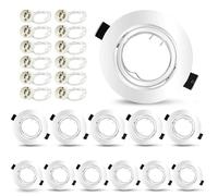 Seruno X 12x GU10 Downlights for Ceiling, Round White Metal Frame for Recessed Ceiling Lights 30° Tilt Swivel Spotlight Fittings, Diameter 90 mm Spotlight for 68-80 mm Hole Size, GU10 Sockets