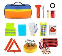 Seruno X 14-in-1 Car Emergency Kits, Vehicle Europe Roadside Assistance Travel Kit, whit Tow Rope,Warning Triangle,Emergency Hammer/Rain poncho/Blanket etc-Car Essentials for Roadside Safety