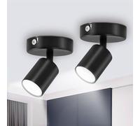 Seruno X 2-Pack Adjustable GU10 Spotlight, 6W LED Compatible, Metal Matt Black, Modern Industrial Indoor Ceiling & Wall Light for Kitchen Bedroom Living Room Hallway Dining Room (Bulbs Not Included)