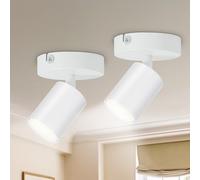 Seruno X 2-Pack Adjustable GU10 Spotlight, 6W LED Compatible, Metal Matt White, Modern Industrial Indoor Ceiling & Wall Light for Kitchen Bedroom Living Room Hallway Dining Room (Bulb Not Included)