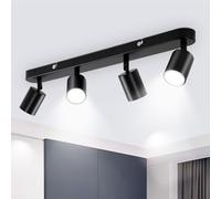 Seruno X 4 Way Ceiling Light Bar, Adjustable GU10 Spotlight Metal Matt Black, Modern Industrial Ceiling Lights for Kitchen Bedroom Living Room Hallway Dining Room, Bulb Not Included