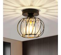 Seruno X Crystals Ceiling Light Fixtures Chandelier, Small Semi Flush Mount Ceiling Light, Modern Ceiling Lighting for Hallway Kitchen Living Room Bedroom Dining Room Bathroom Bar - Black