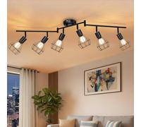 Seruno X Kitchen Ceiling Lights 6 Way Adjustable Spotlights Black, Industrial Wire Cage E14 Base, Vintage Ceiling Light Fixture for Lounge, Living Room, Bedroom, Kitchen, Wall Lights No Bulbs Included