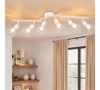 Seruno X Kitchen Ceiling Lights 6 Way Adjustable Spotlights White, Industrial Wire Cage E14 Base, Vintage Ceiling Light Fixture for Lounge, Living Room, Bedroom, Kitchen, Wall Lights No Bulbs Included