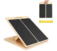 Seruno X Slant Board, Adjustable Portable Wooden Stretch Mobility Board, Calf Stretch Board, Extra Side-Handle Design for Portability, Knees, Heel, Ankle & Stretching, with Yoga Strap