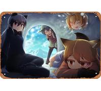 Serval, Kemono Friends, Kaban, Silver Fox, Ezo Red Fox Anime Poster Home Wall Art Decoration Retro Metal Tin Sign 8x12 inch