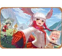 Serval (Kemono Friends), Kemono Friends, Crested Ibis (Kemono Friends), Kaban (Kemono Friends), Alpaca Suri (Kemono Friends) Anime Poster Home Wall Art Decoration Retro Metal Tin Sign 8x12 inch