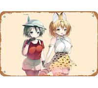 Serval (Kemono Friends), Kemono Friends, Kaban (Kemono Friends) Anime Poster Home Wall Art Decoration Retro Metal Tin Sign 8x12 inch
