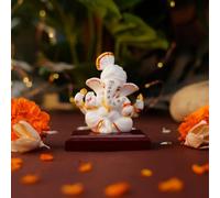 Servdharm Pagri Ganesh Ji Murti Idol Decorative Showpiece for Home Decor | Ganesh Idol for Car Dashboard, Home Temple, Office Desk, Pooja Room | God Idols for Puja & Festival Statue Gifting 3.2"