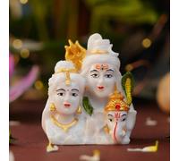 Servdharm Resin Shiva Statue Shiv Parivar Murti 2.9" I Shiva Parvati Ganesh Idol Murti for Mandir, Car Dashboard and Gifting God Idols Showpiece Figurine Statue, White Gold